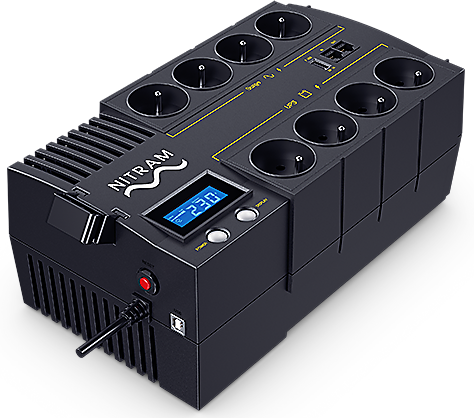 NITRAM 700VA/420W In Line 08 prises FR (04 Ondulées + 04 Para-surtensées) PB700LCD
