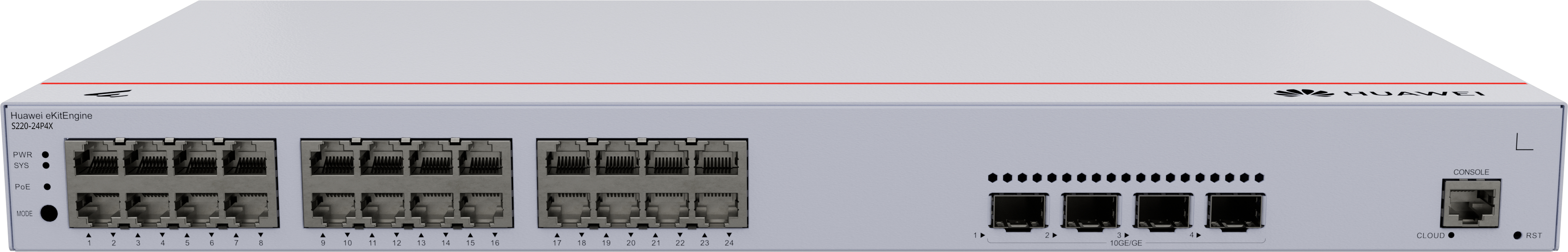 Huawei S220-24P4X – 24 ports Gigabit PoE+ + 4 SFP+ – Rackable