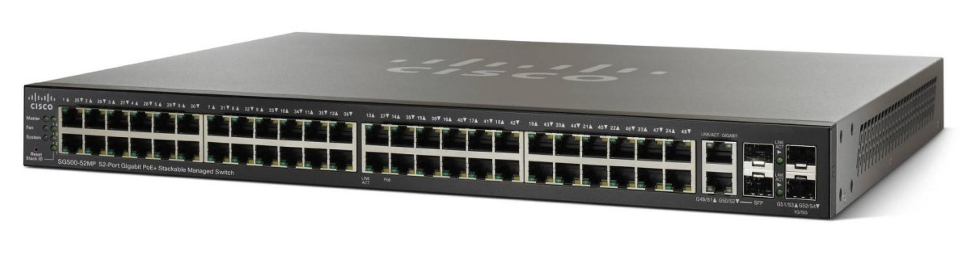 SWITCH CISCO SG500-52MP Switch Layer 3 48 Giga Ethernet POE+ 4 Ports 1G SFP OCCAS