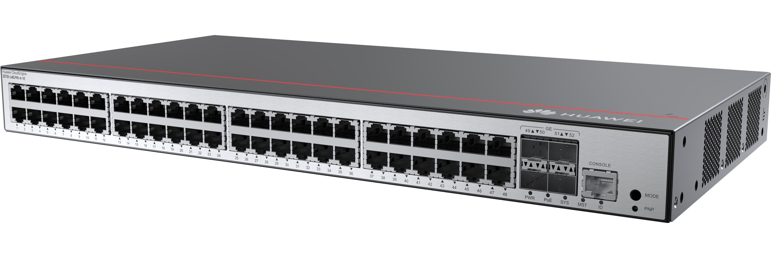 HUAWEI CloudEngine S5735-L48LP4S-A-V2 (48x10/100/1000BASE-T ports, 4xGE SFP ports, PoE+, AC power)