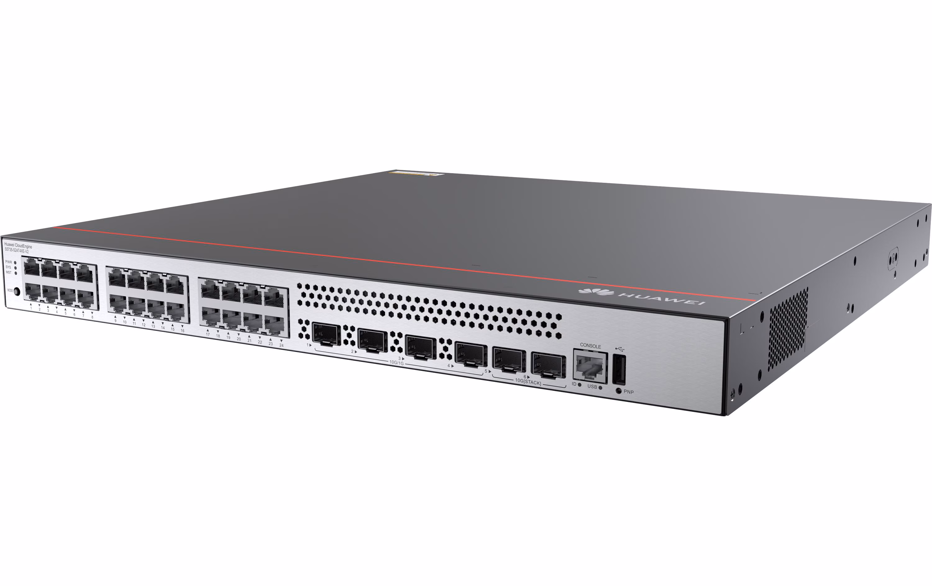 HUAWEI CloudEngine S5735-S24T4XE-V2 (24x10/100/1000BASE-T ports, 4 x 10GE SFP+ ports, 2 x 12GE stack ports, 2 x 180W AC Power Module)